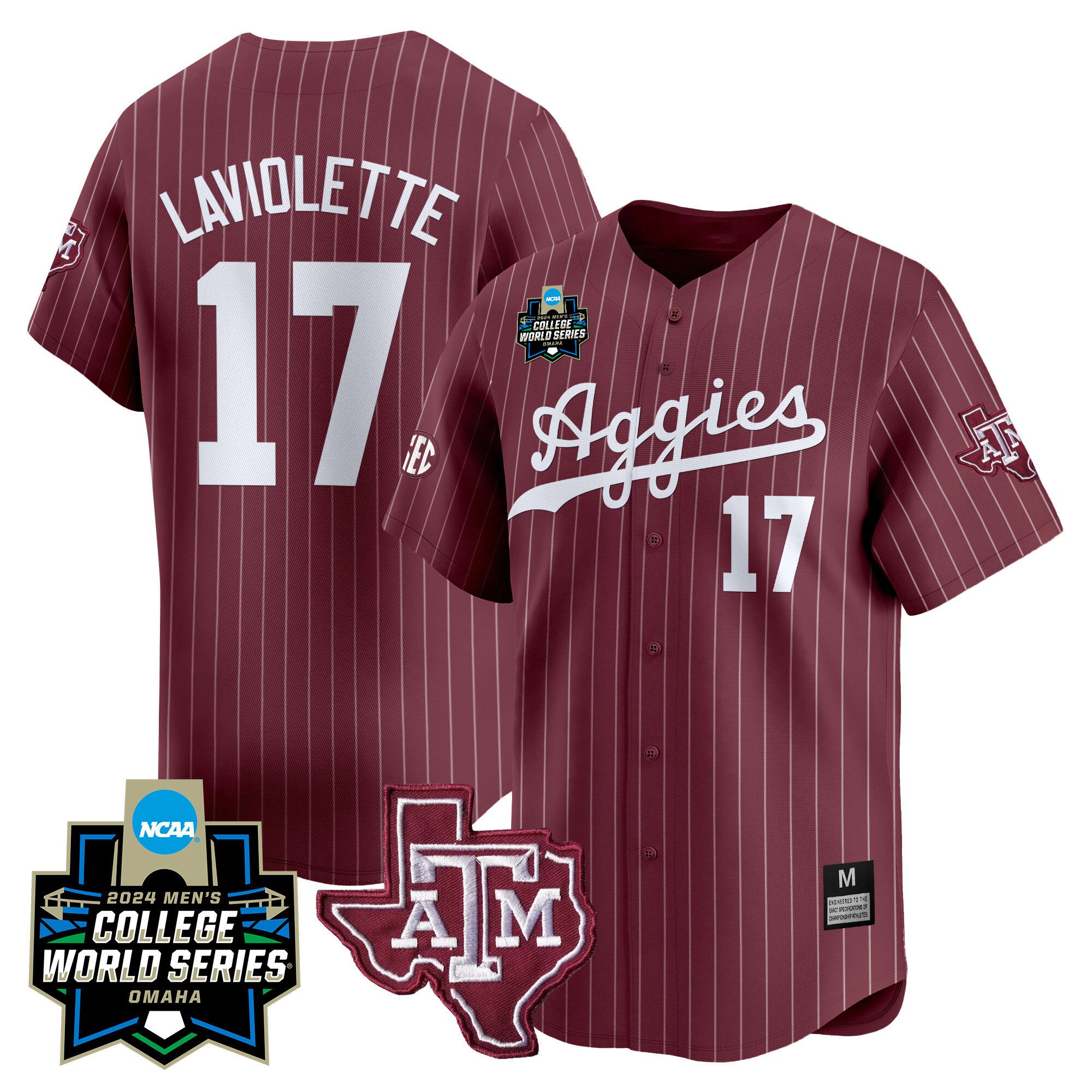 Men Texas A&M Aggies #17 Laviolette Red Stripe 2024 College World Series Vapor Premier Limited NCAA Jersey->indianapolis colts->NFL Jersey
